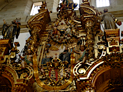Detail du retable de Saint Benoît à l'église de San Martin Pinario