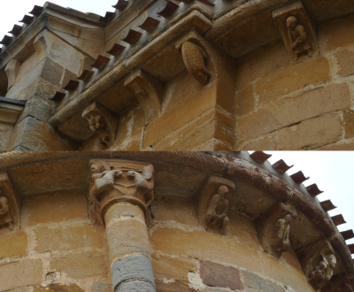 Canecillos del ábside de la iglesia del Salvador de Pozancos